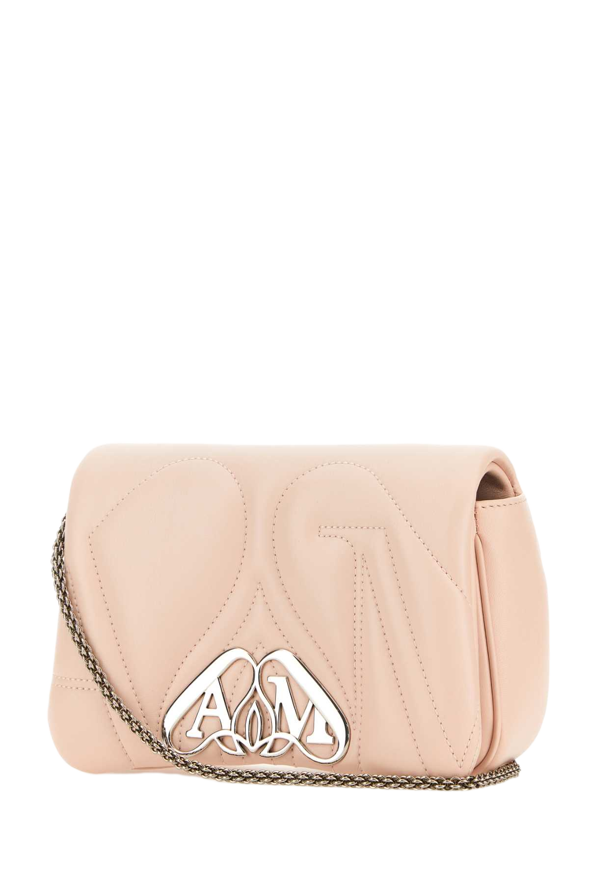 Pastel Pink Leather Mini Seal Clutch Clay