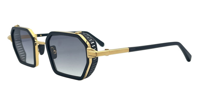Dennis - C407 Shiny Black Yellow Gold Nd Metal Sunglasses