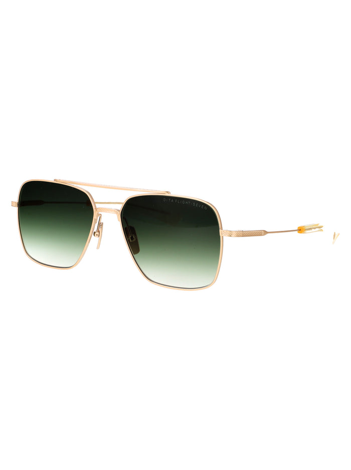 Flight-Seven Brushed White Gold - Clear Metal Sunglasses