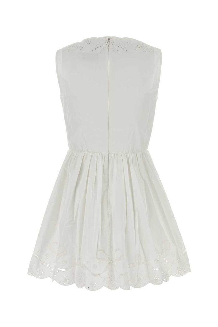 White Poplin Mini Dress Bianco Abiti
