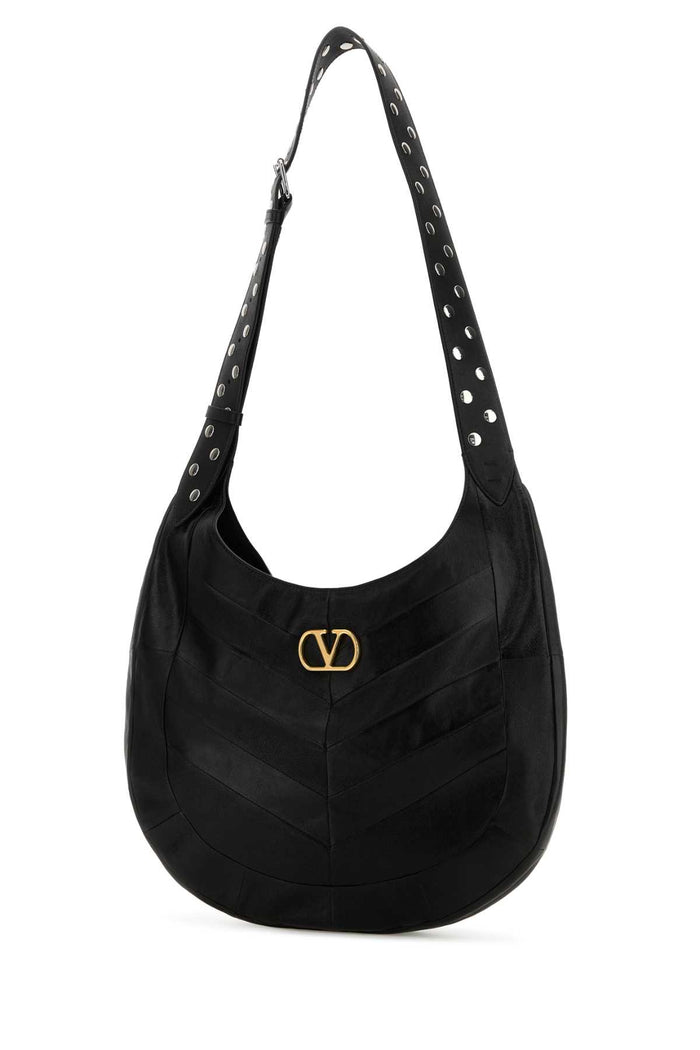 Black Leather Vlogo Signature Crossbody Bag Nero Borse A Mano