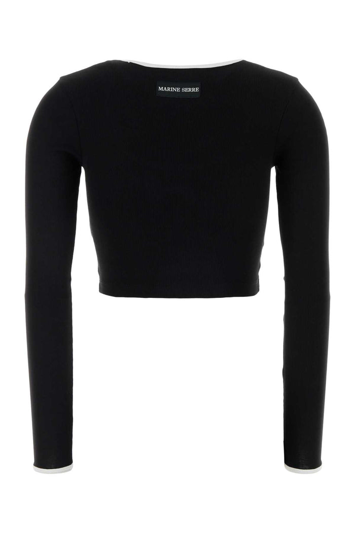 Black Cotton T-Shirt Bk96blackwhite Exterior