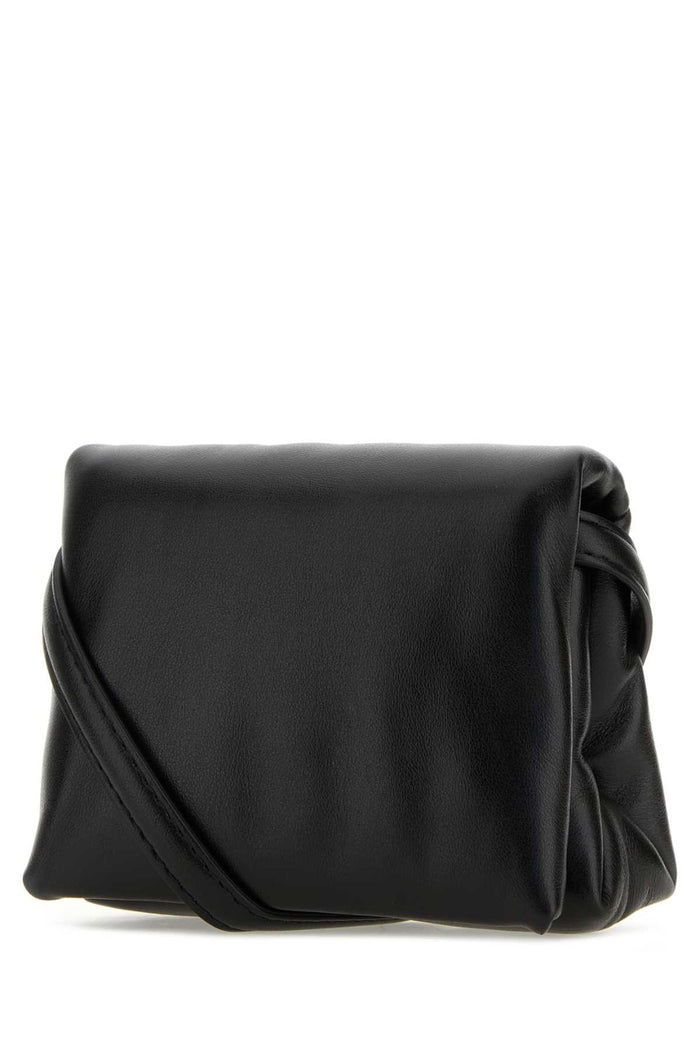 Black Leather Mini Prisma Clutch