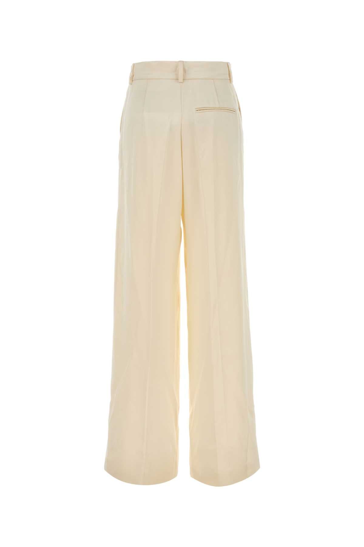 Ivory Satin Wide-Leg Pant Bianco Exterior: Viscose Pantaloni