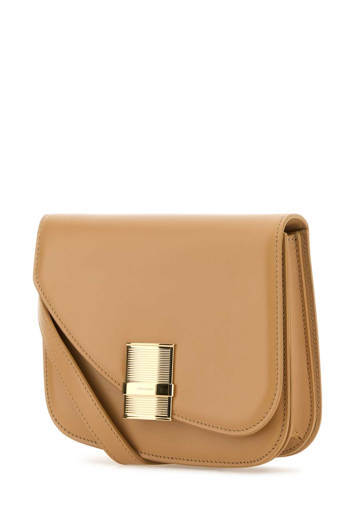 Beige Leather Small Fiamma Crossbody Bag Lightcamellightcamel Borse A Tracolla