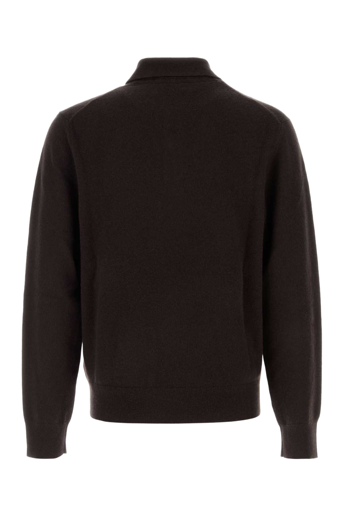 Dark Brown Stretch Cashmere Blend Polo Shirt Scorchedbrown