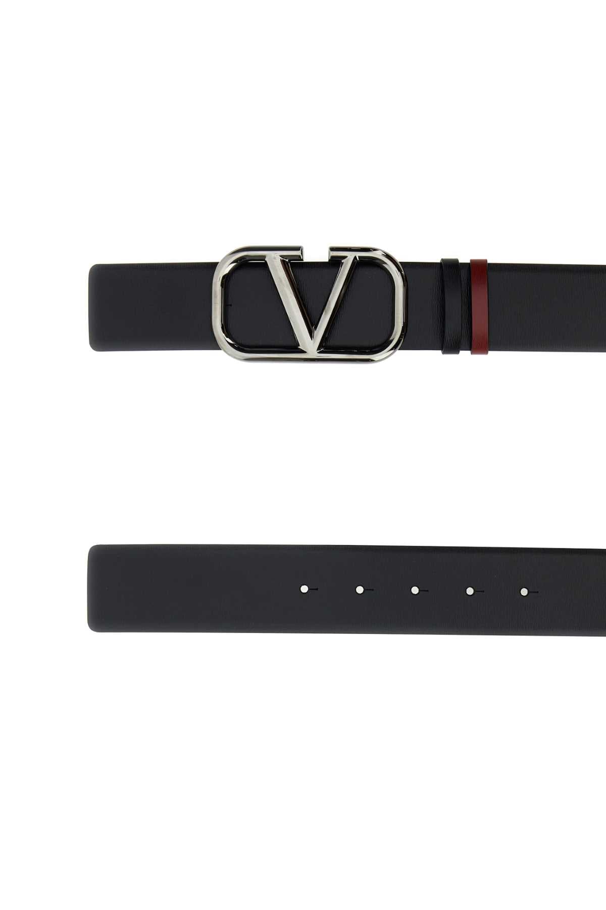 Black Leather Vlogo Signature Belt 00b Cinture