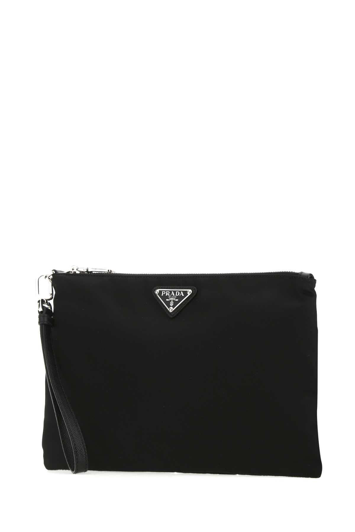 Nero Poliammidericiclata-vitello Clutch
