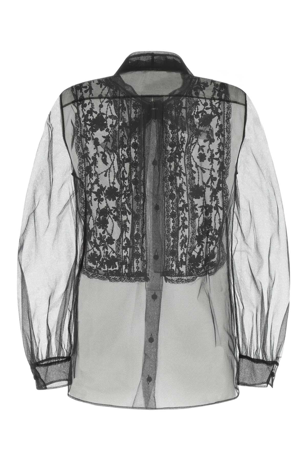 Black Mesh Shirt 0no Exterior: Nylon Camicie