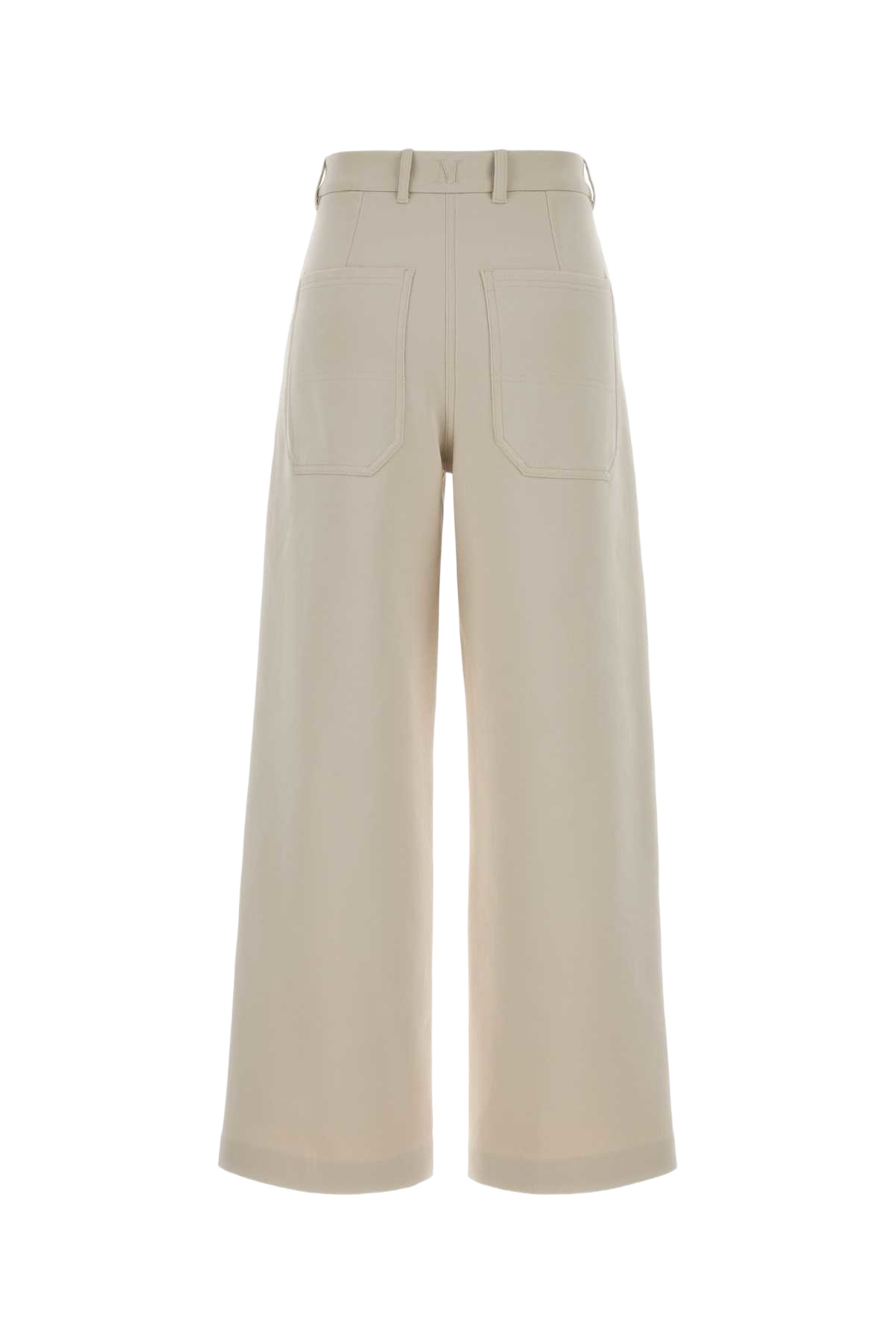 Sand Cotton Blend Caucaso Palazzo Pant Beige Pantaloni
