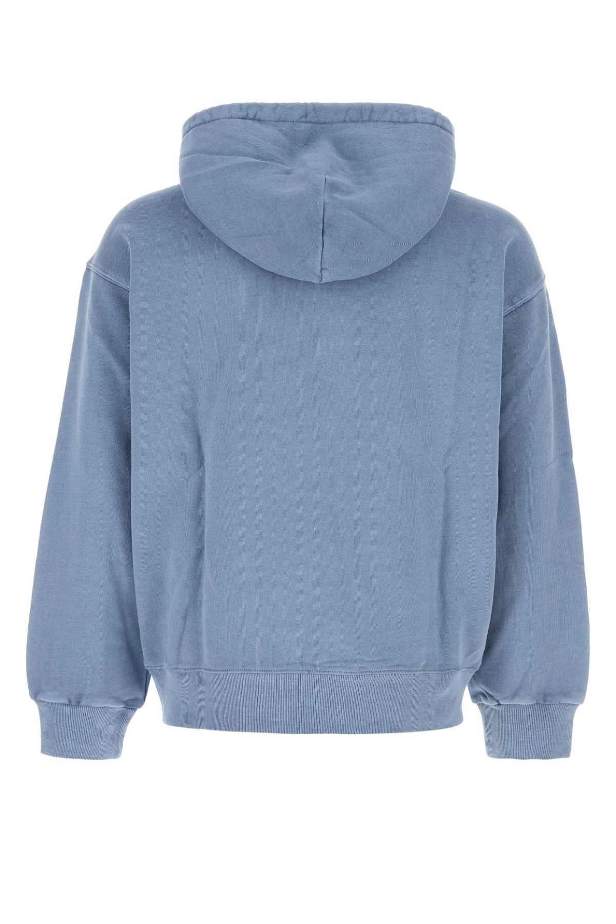 Cerulean Blue Cotton Hooded Nelson Sweat Gentlebluegarmentdyed Exterior: Felpe