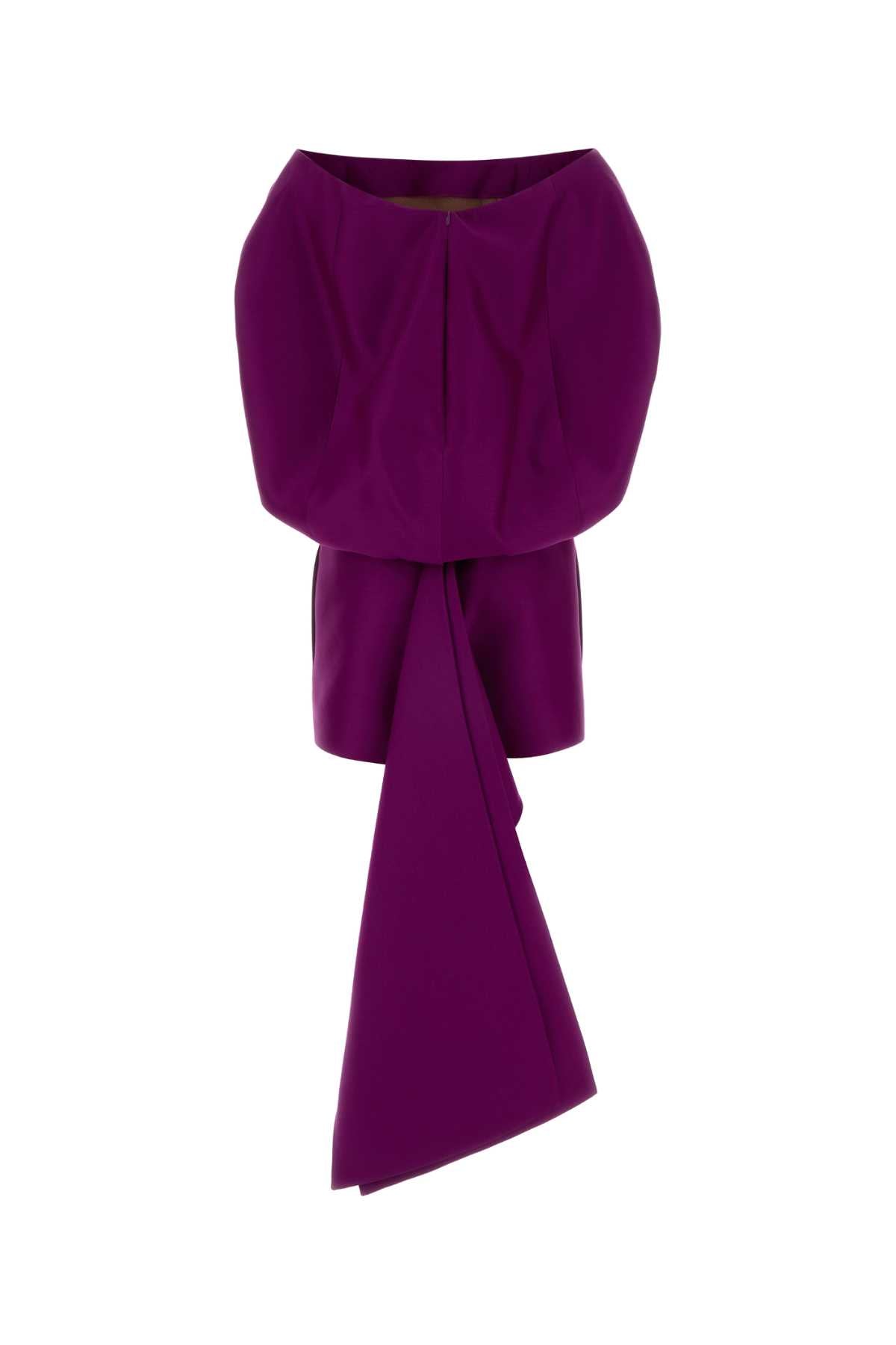 Purple Wool Blend Mini Dress Violet Maglie