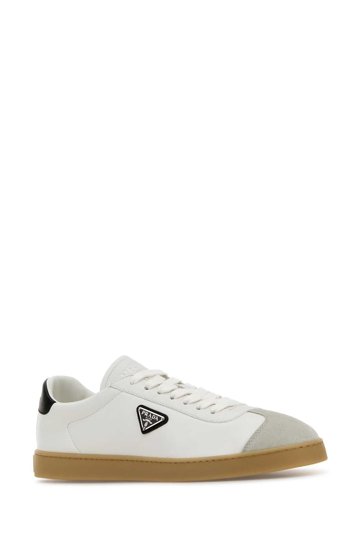 White Napa Leather Sneakers Bianco/nero Lambleather-calfleather