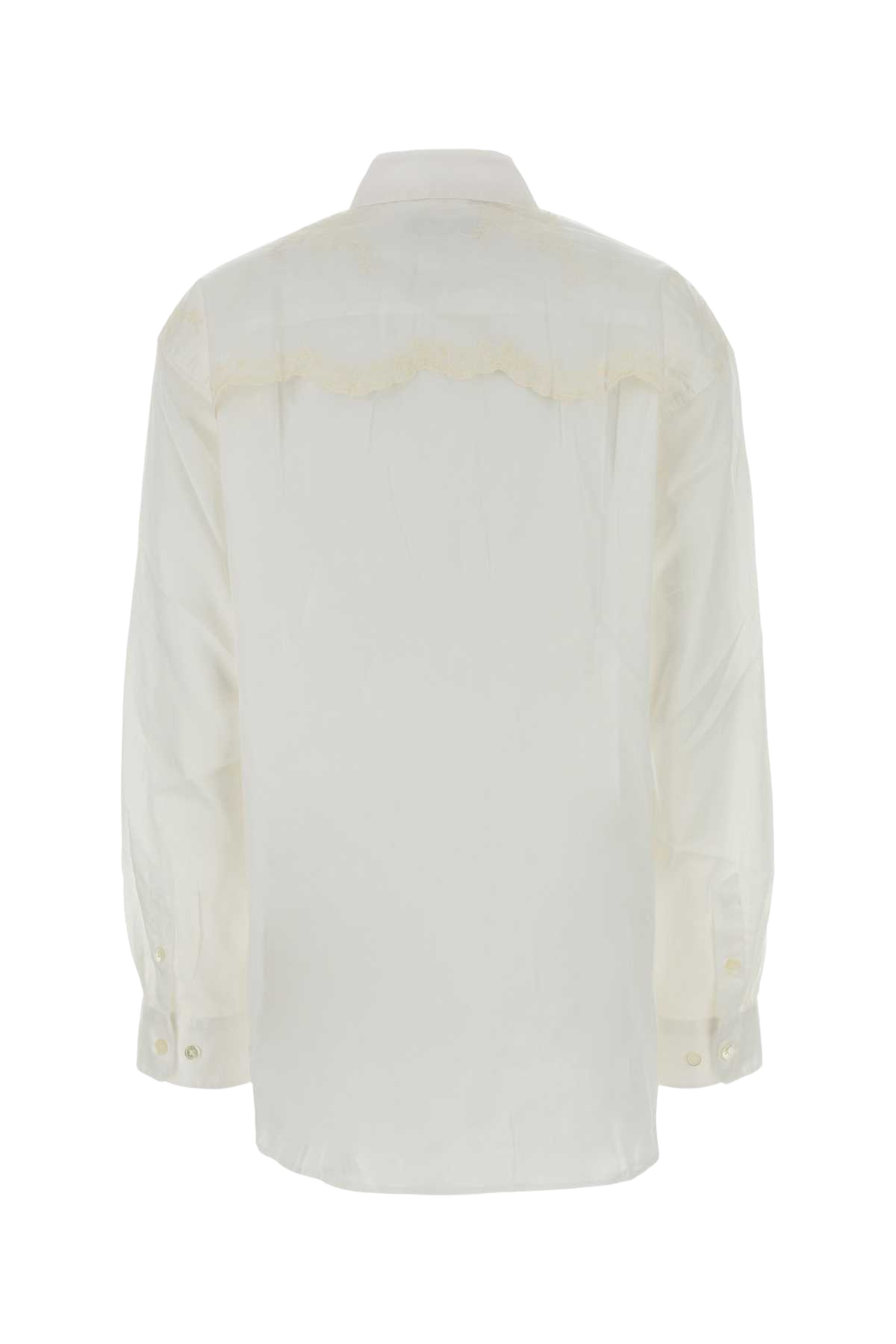 White Cotton Oversize Shirt Ivory Cloud Breezey Exterior: Camicie