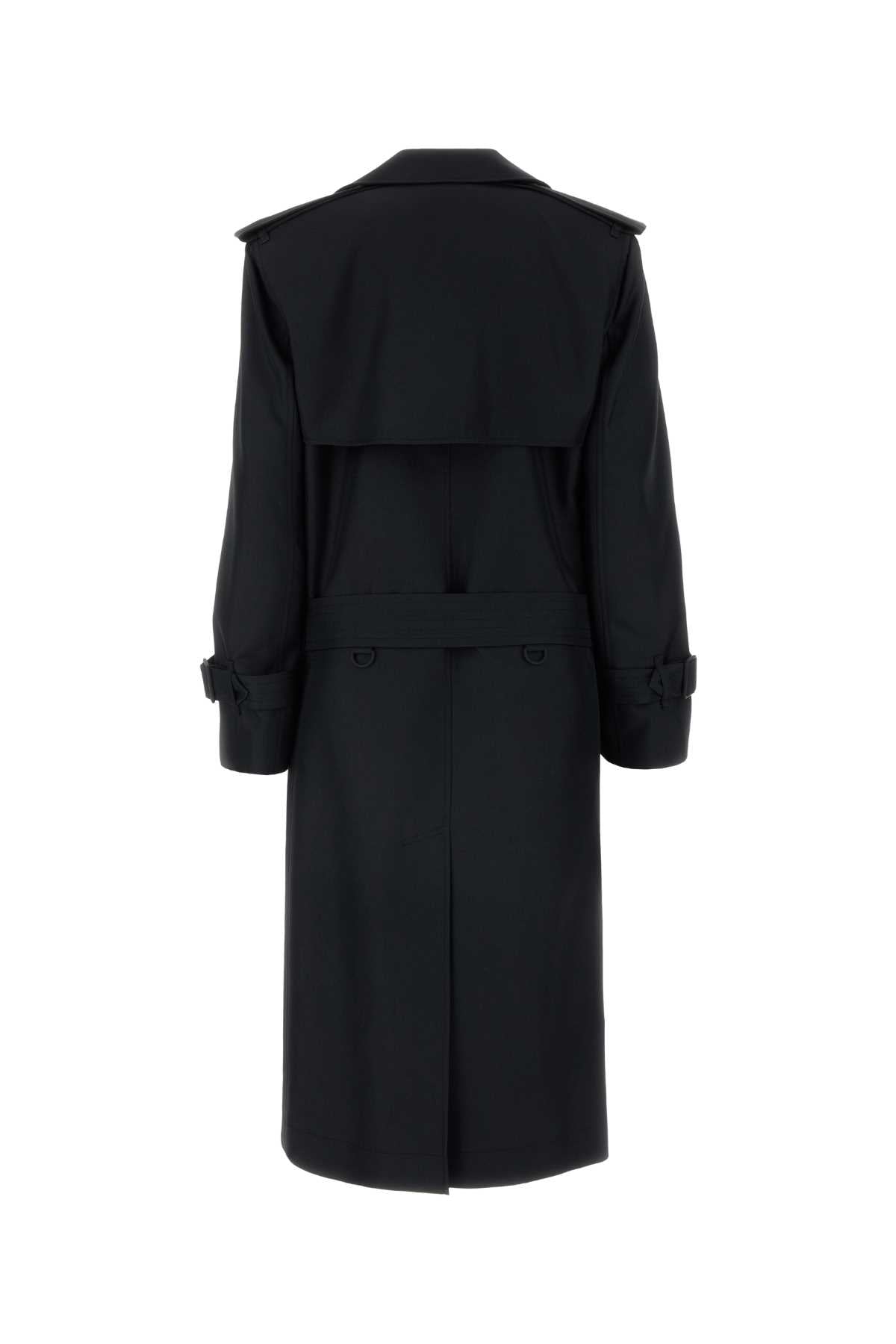 Black Silk Blend Trench Coat