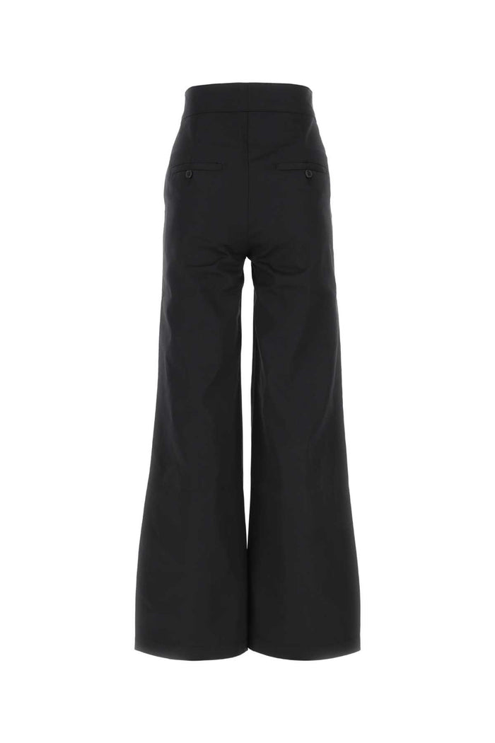 Black Polyester Blend Pant Blackwhite Exterior: Cotton Pantaloni