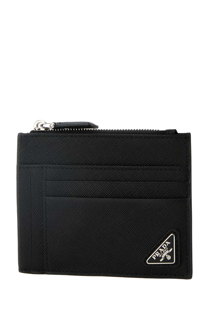 Black Leather Card Holder Nero Vitello Portafogli