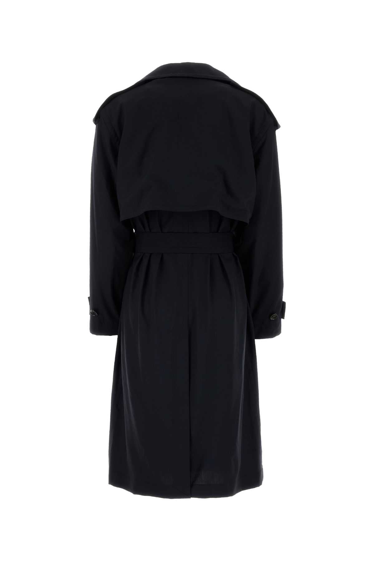Black Wool Trench Coat Navy Exterior