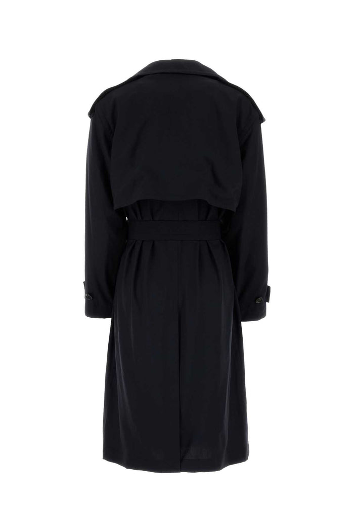 Black Wool Trench Coat Navy Exterior