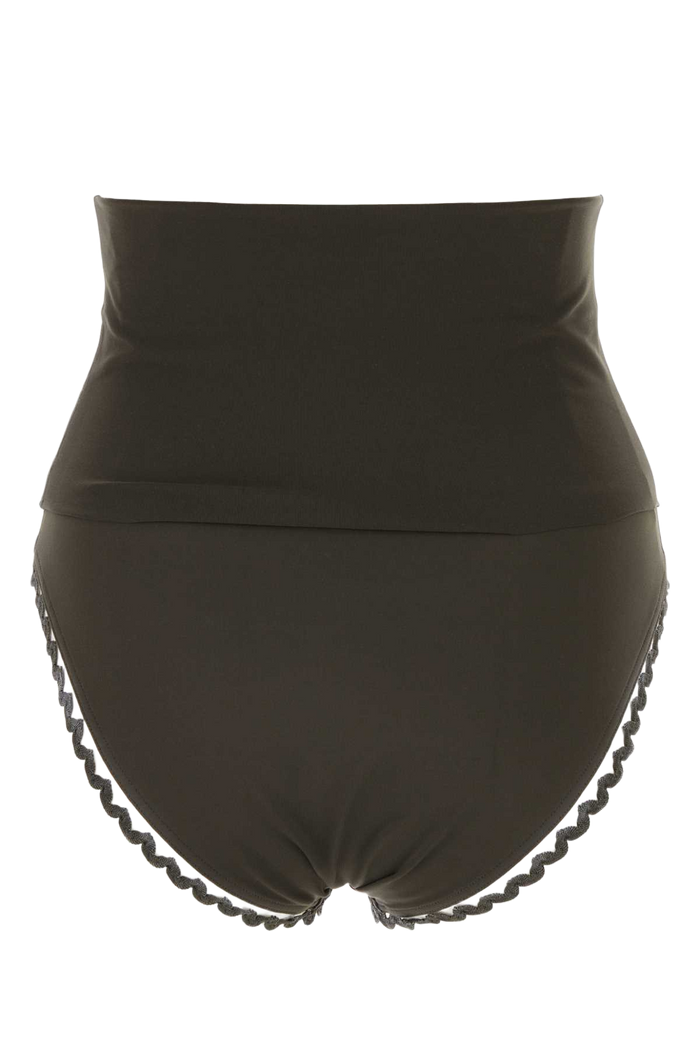 Dark Brown Stretch Nylon Bikini Bottom Volcan Exterior: Elastane Costumi Da Bagno