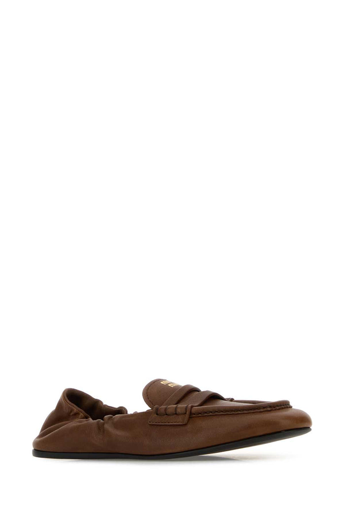 Brown Nappa Leather Ruches Loafers Rovere Mocassini
