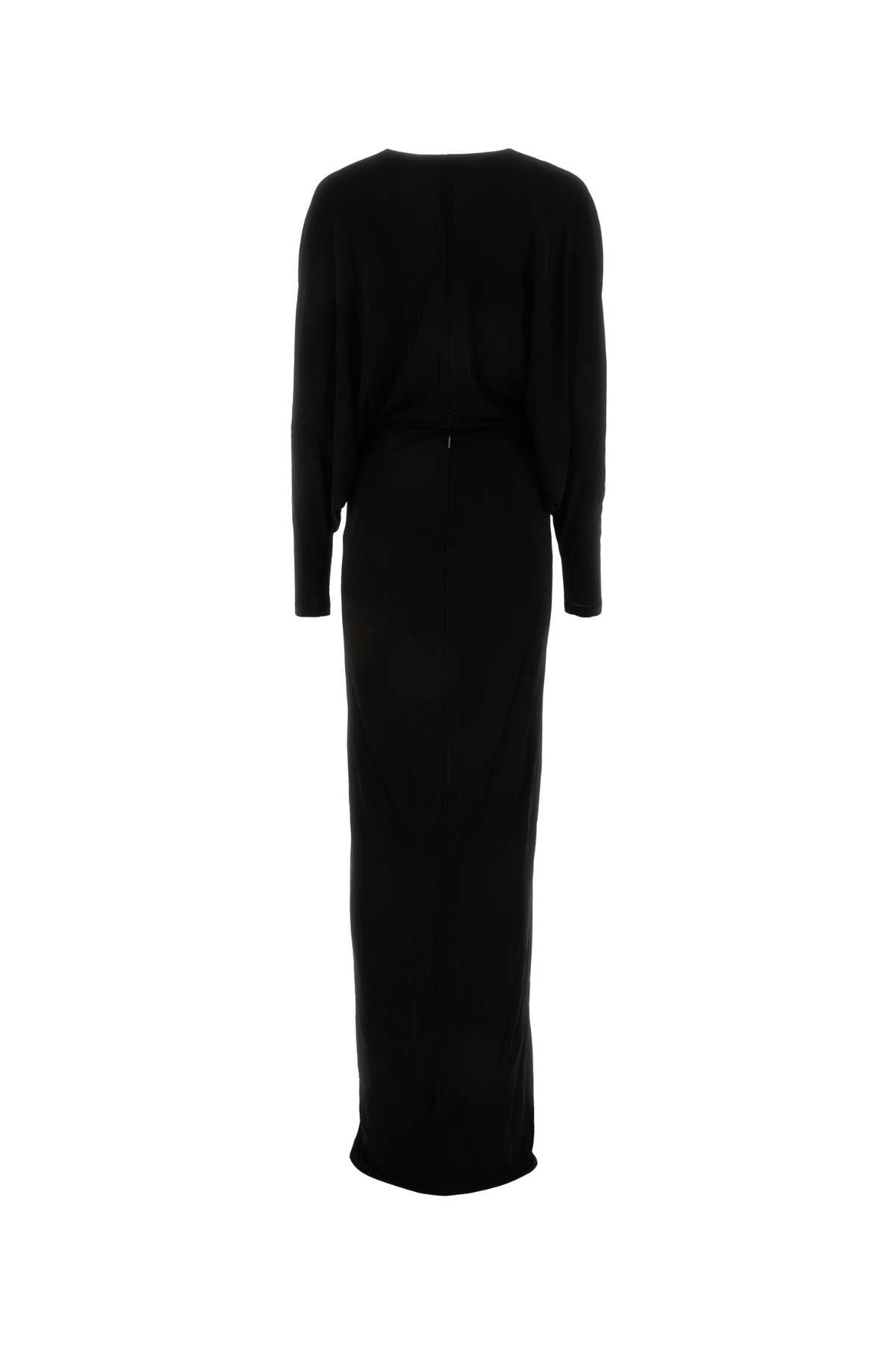 Black Viscose Long Dress Noir Exterior: Abiti Lunghi