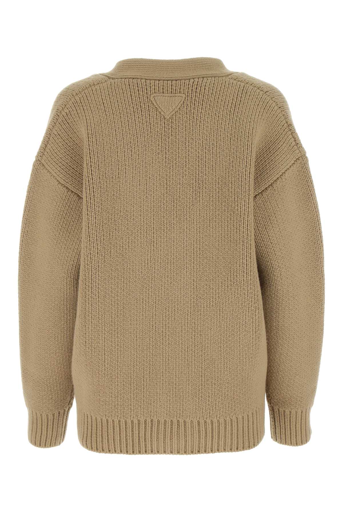 Cappuccino Wool Blend Oversize Cardigan Cammello Maglieria