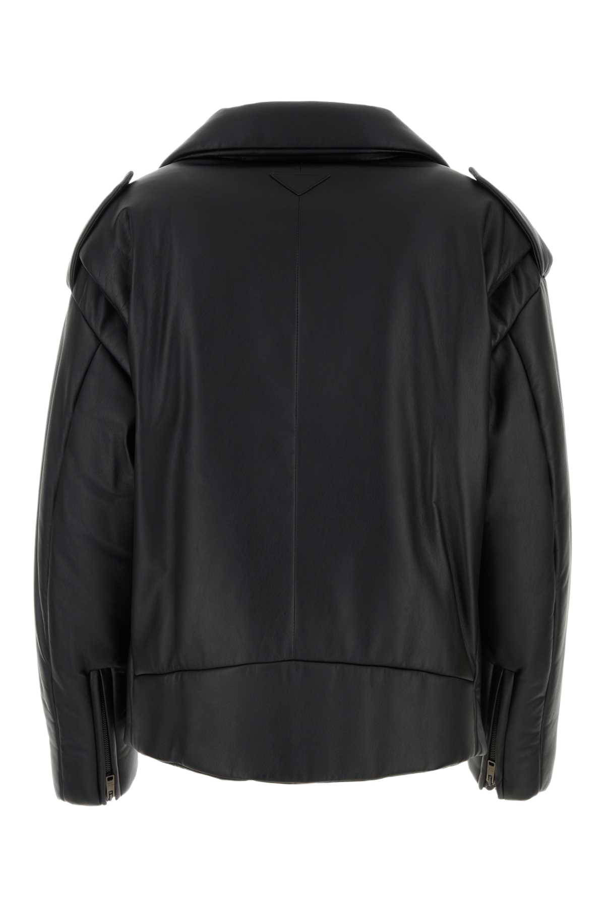 Black Nappa Leather Padded Jacket Nero Agnello Giacche In Pelle