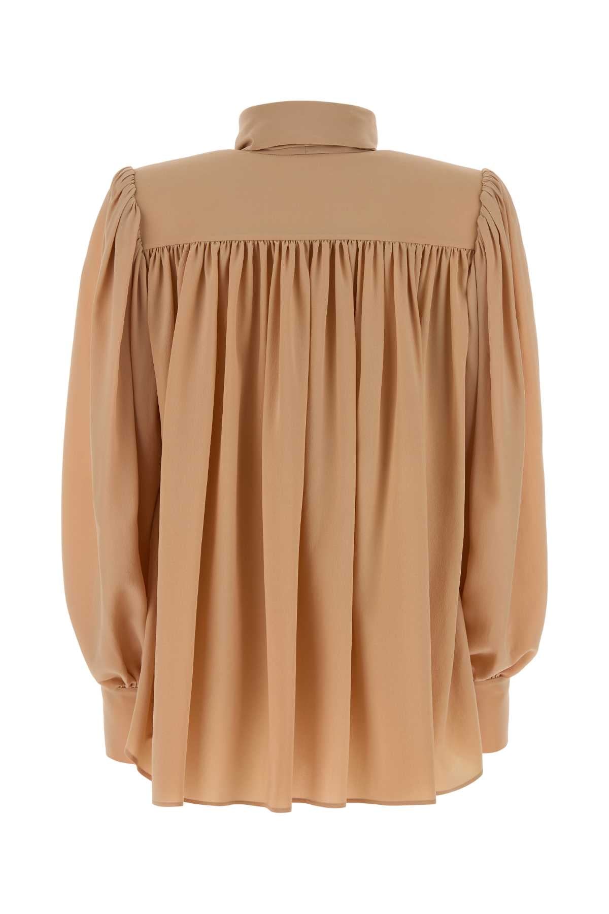 Powder Pink Crepe Blouse Sandbrown Exterior: Silk Maglie