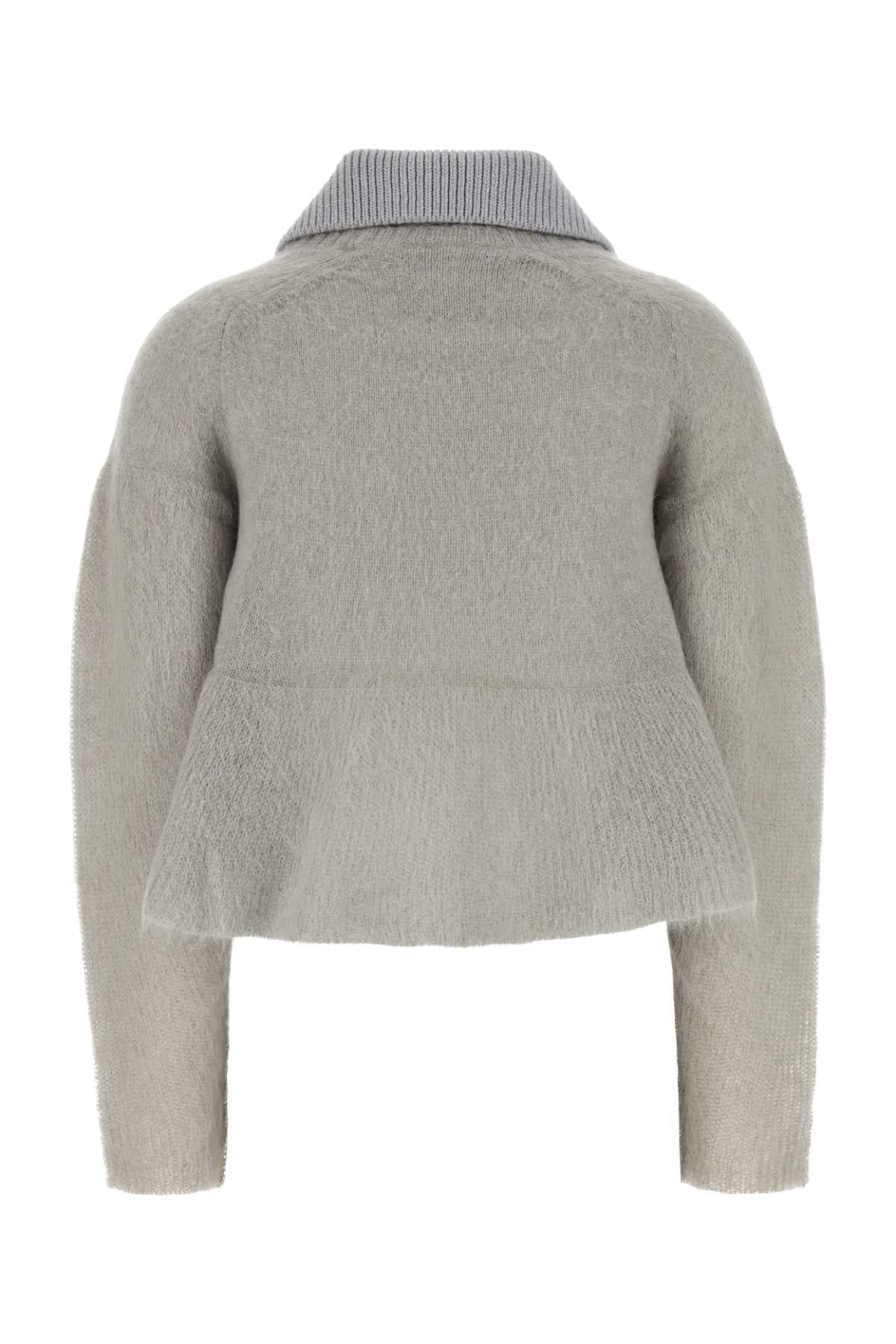Grey Mohair Blend Polo Shirt Exterior: Nylon Wool Maglieria