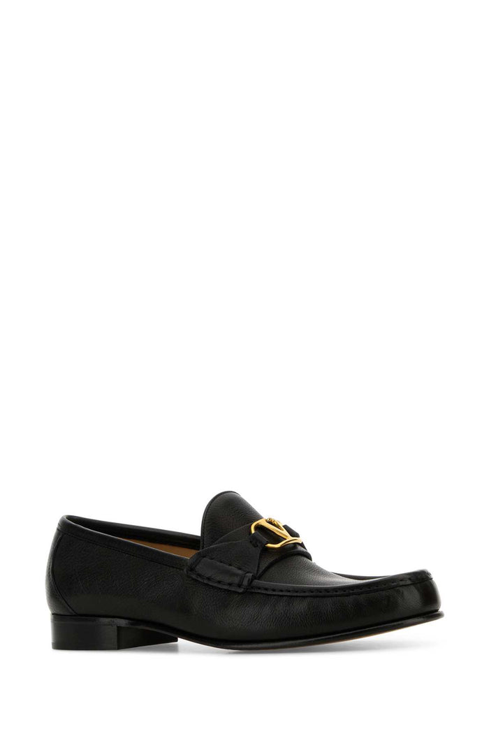 Black Leather Vlogo Loafers Nero Mocassini