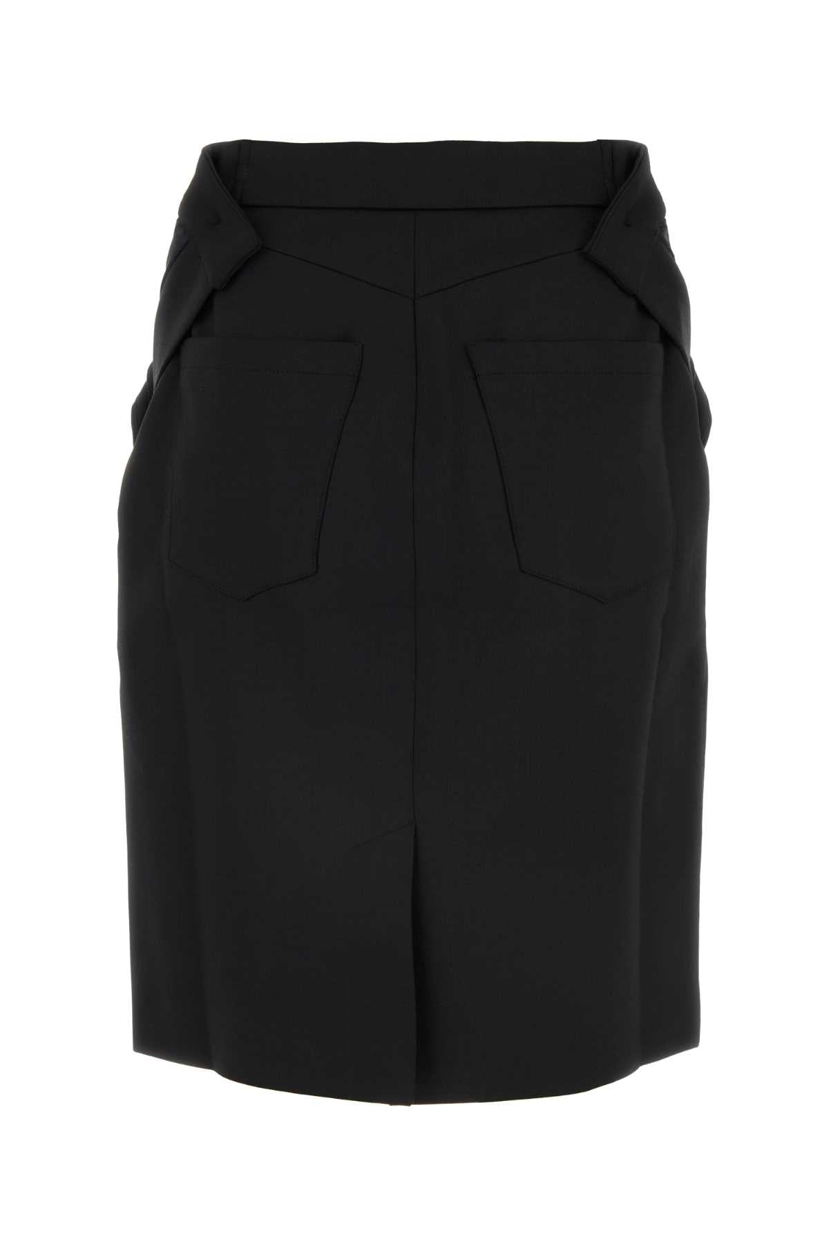 Black Stretch Polyester Blend Skirt Gonne