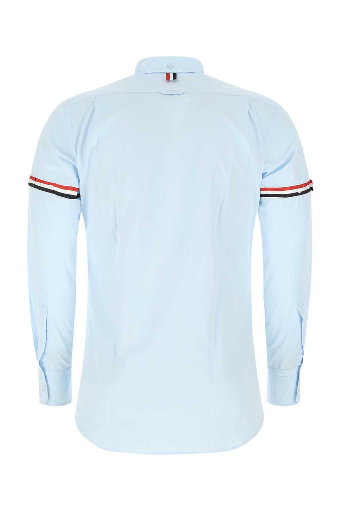 Powder Blue Cotton Shirt Lightblue Self Camicie