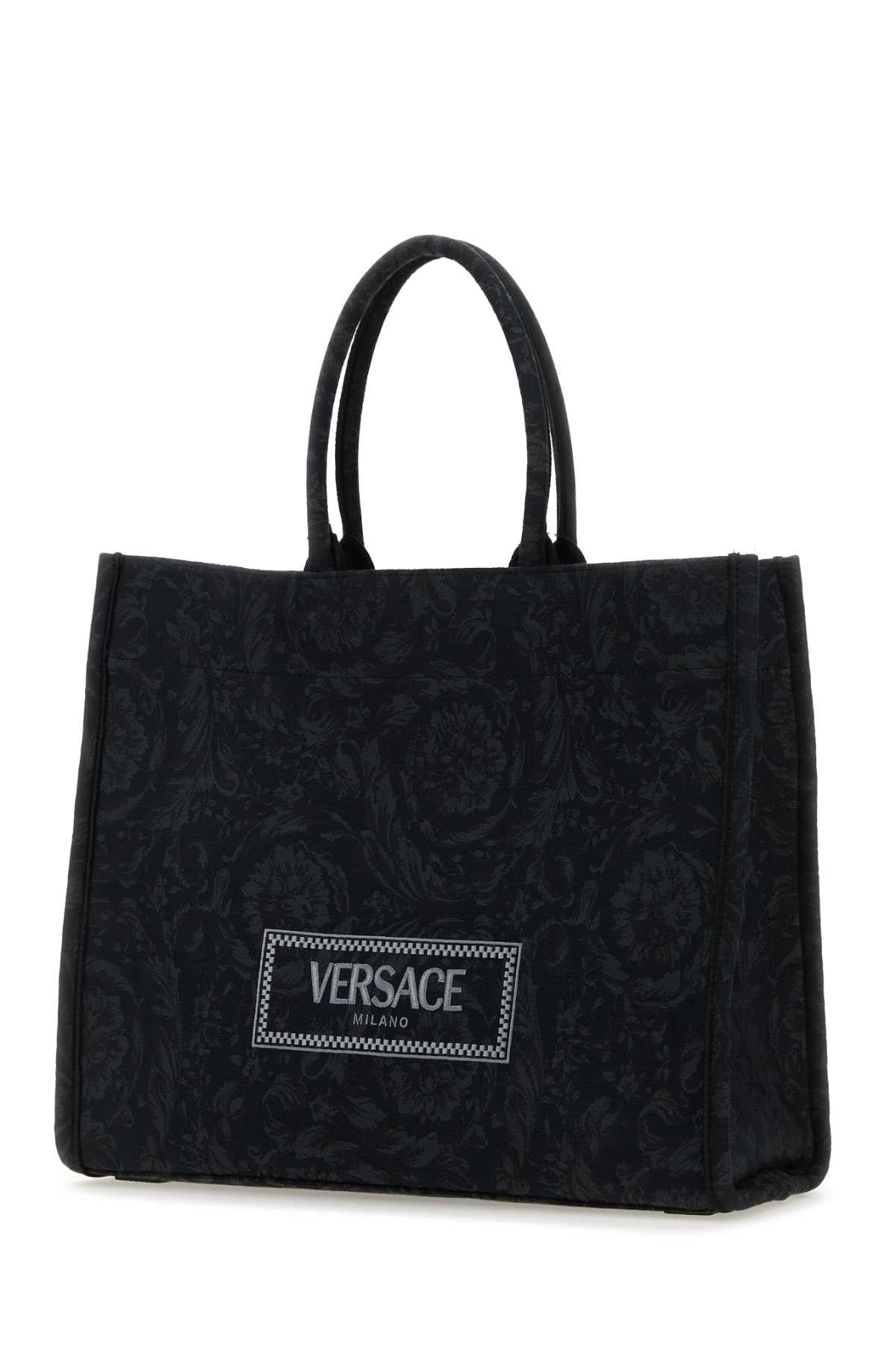 Embroidered Fabric Big Athena Shopping Bag Blackblackversacegold Borse A Mano