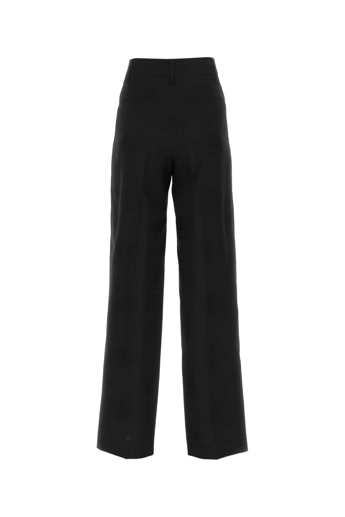 Black Wool Blend Wide-Leg Pant A1931 Exterior: Cotton Pantaloni