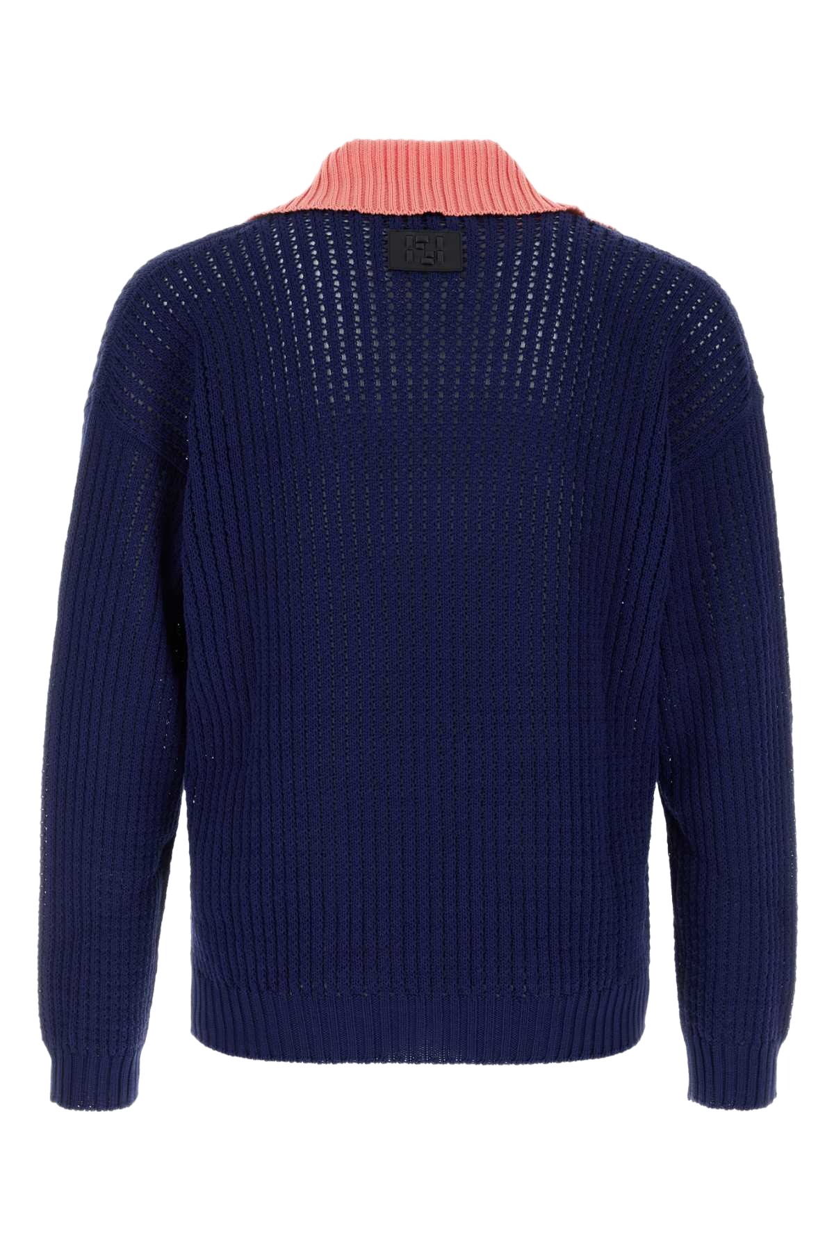Navy Blue Cotton Polo Shirt Blu Ink+peonia Exterior