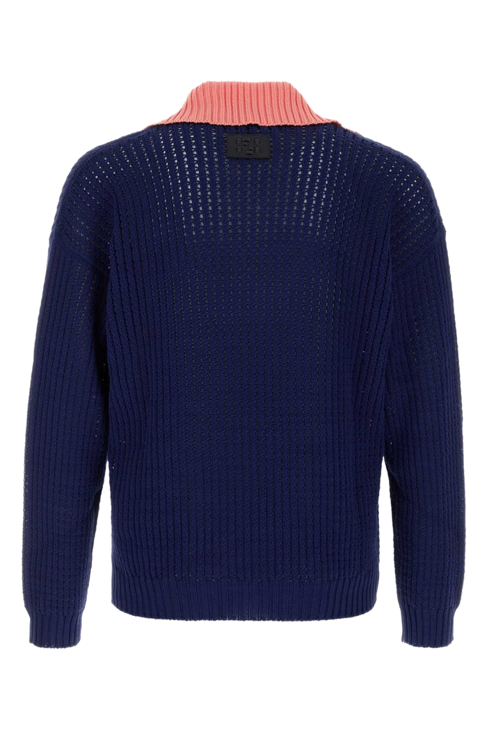 Navy Blue Cotton Polo Shirt Blu Ink+peonia Exterior