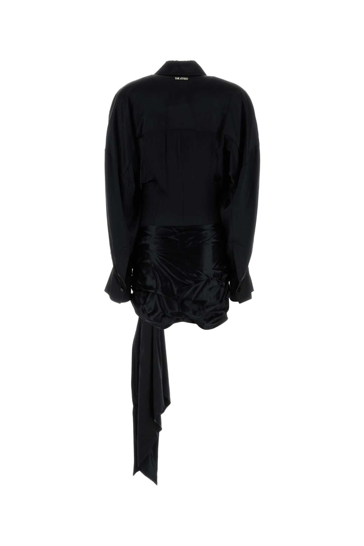 Black Satin Shirt Dress Exterior: Viscose Abiti