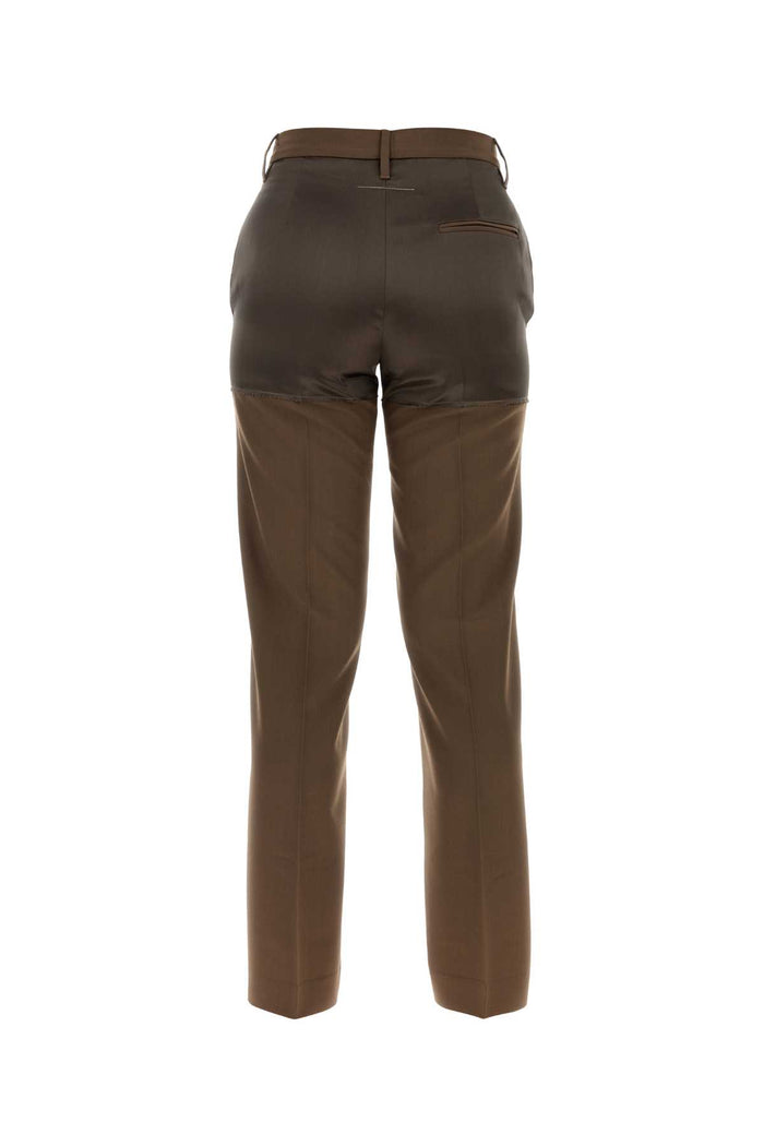 Brown Polyester Blend Pant Chestnut Pantaloni
