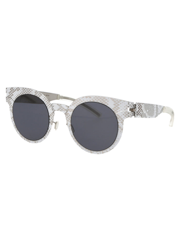Mmtransfer001 241 Silver White Python Dark Grey Solid Metal Sunglasses