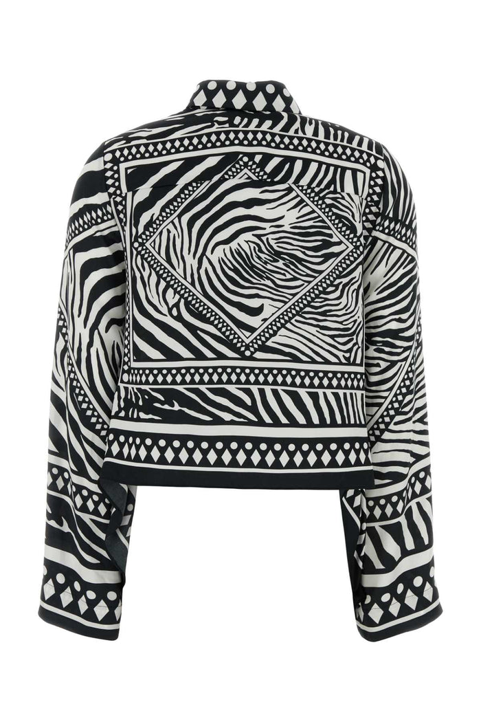 Printed Twill Shirt Whiteblack Exterior: Viscose Camicie