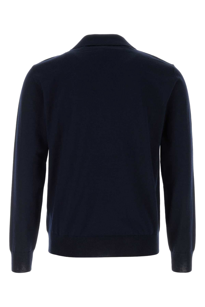 Midnight Blue Wool Polo Shirt Navy Virgin