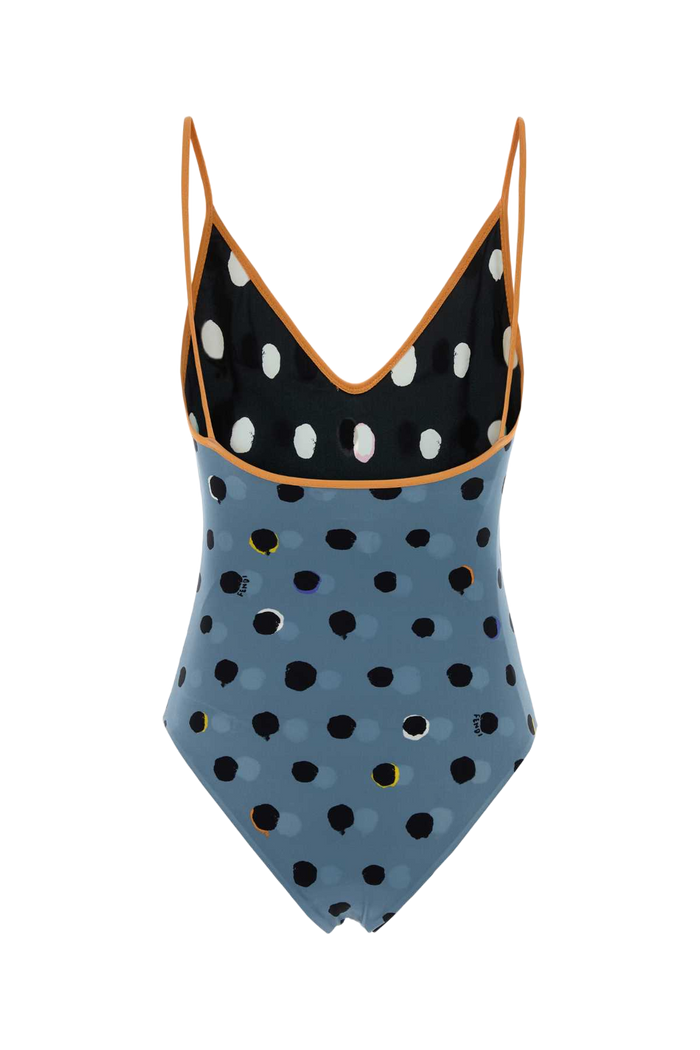 Printed Stretch Nylon Swimsuit Anise Black Costumi Da Bagno