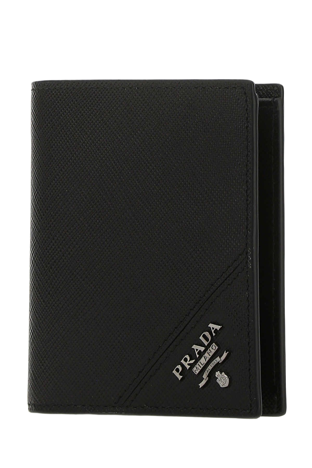 Black Leather Wallet F0002 Vitello Portafogli