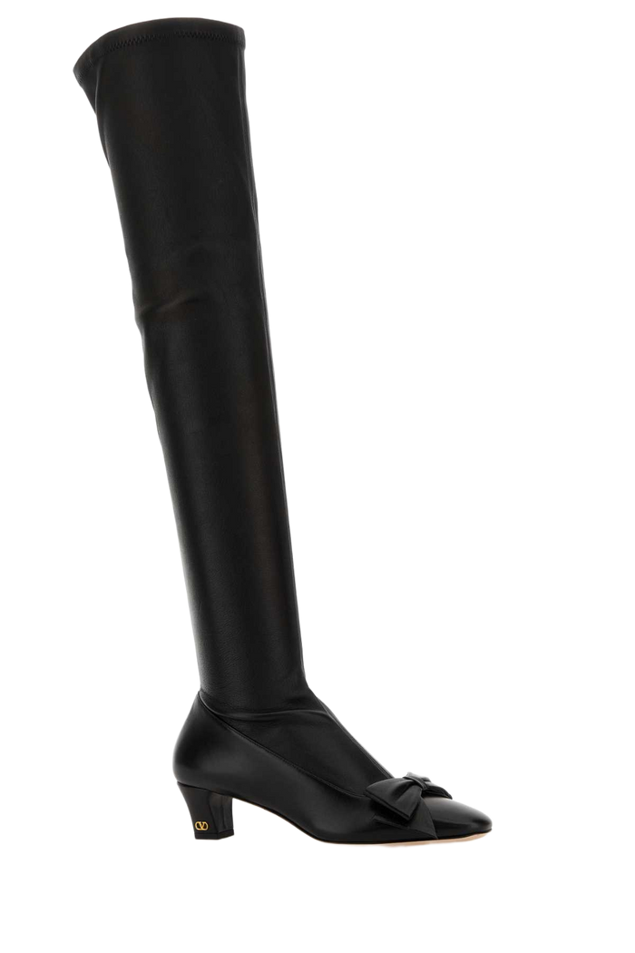 Black Leather Boots Nero Stivali