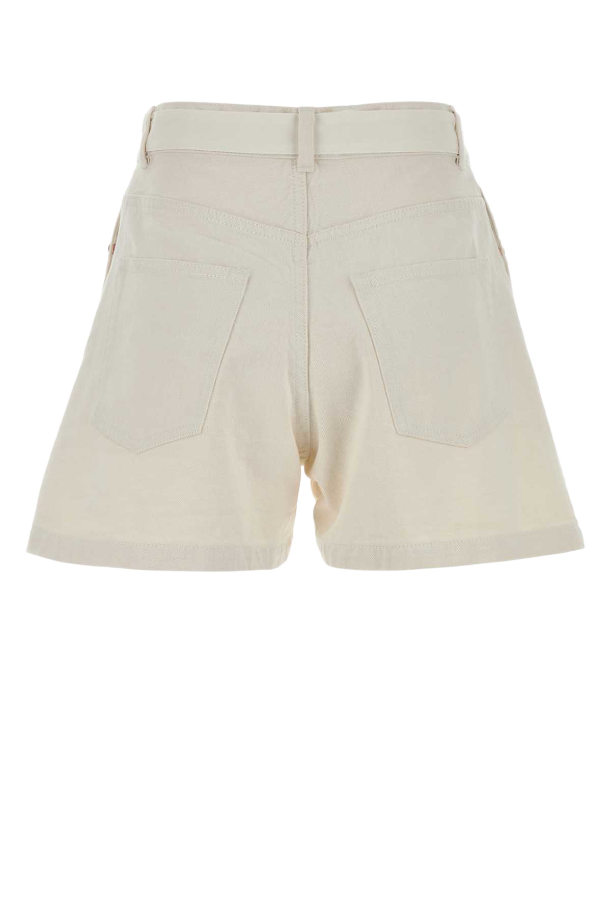 White Polyester And Denim Shorts Offwhite