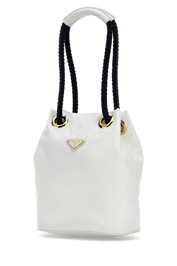 White Re-Nylon Prada Mariner Bucket Bag Bianco+baltico Recycledpolyamide-calfleather Borse A Secchiello