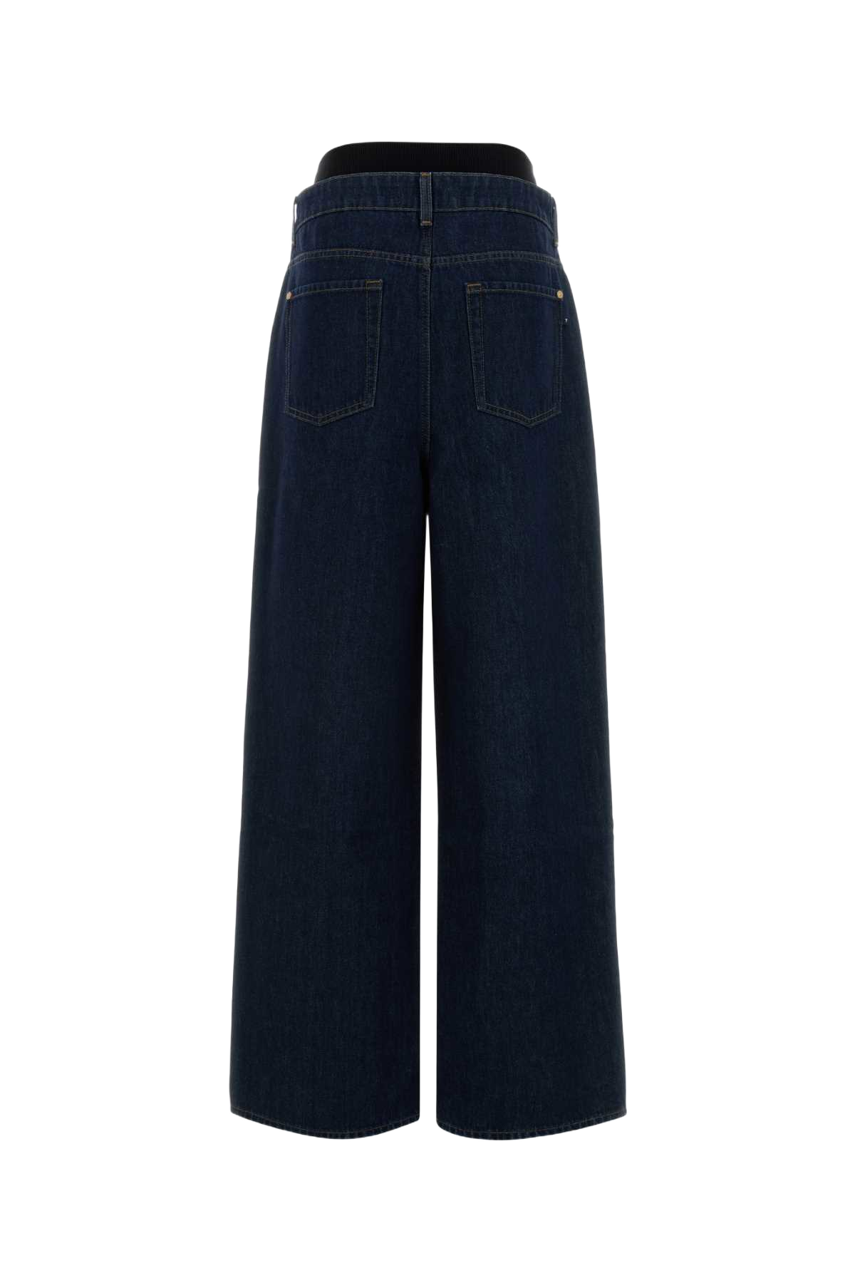 Dark Blue Denim Slouchy Jeans Blu Exterior: Cotton