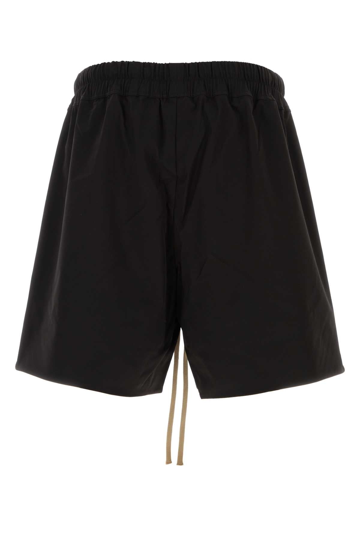 Black Stretch Nylon Blend Bermuda Shorts