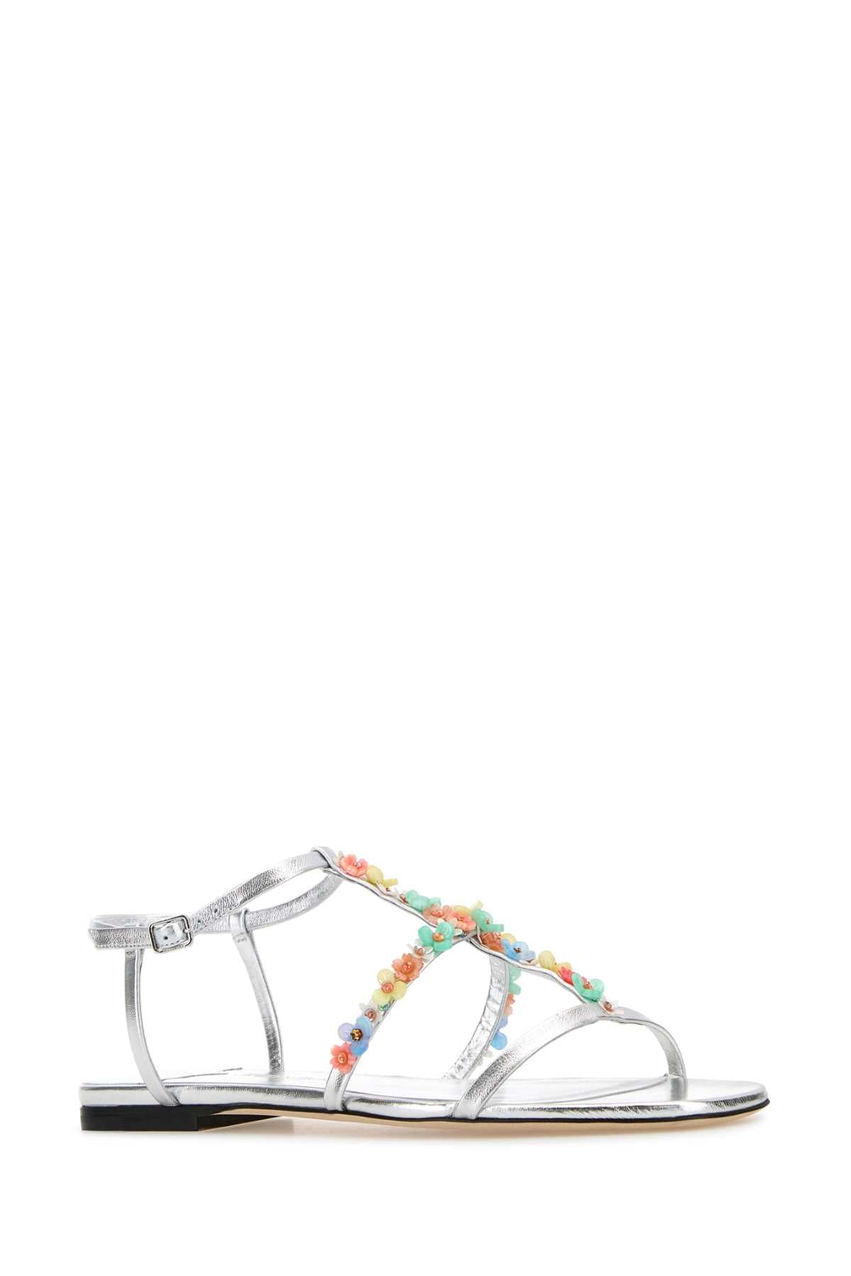 Silver Nappa Leather Daisy Sandals Silvermulti Sandali